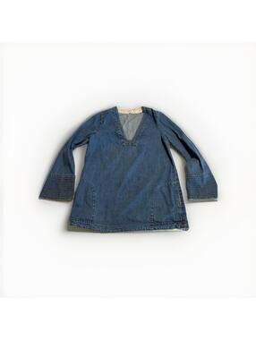 Free People Dreaming Of Denim Hendrix Tunic Oversized Bell Sleeve Medium (A28)